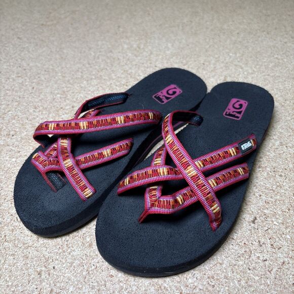 Teva Womens Olowahu Pink Slide Slip On Flip Flop Summer Sandals Shoes US 5 - Picture 1 of 5